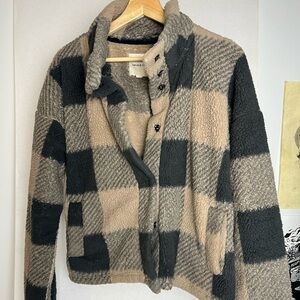 Thread & Supply Fleece Checkered Teddy Jacket